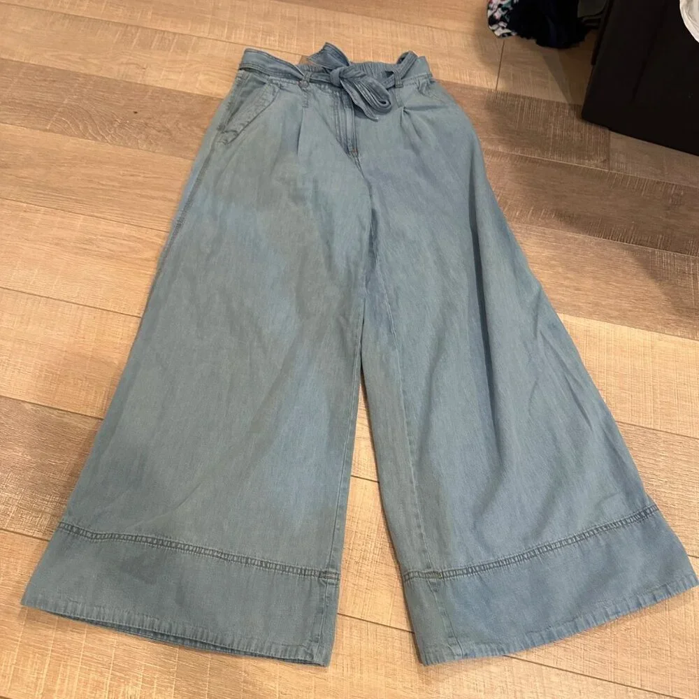 LOFT Light Blue Wide-Leg Pants - Picture 2 of 10